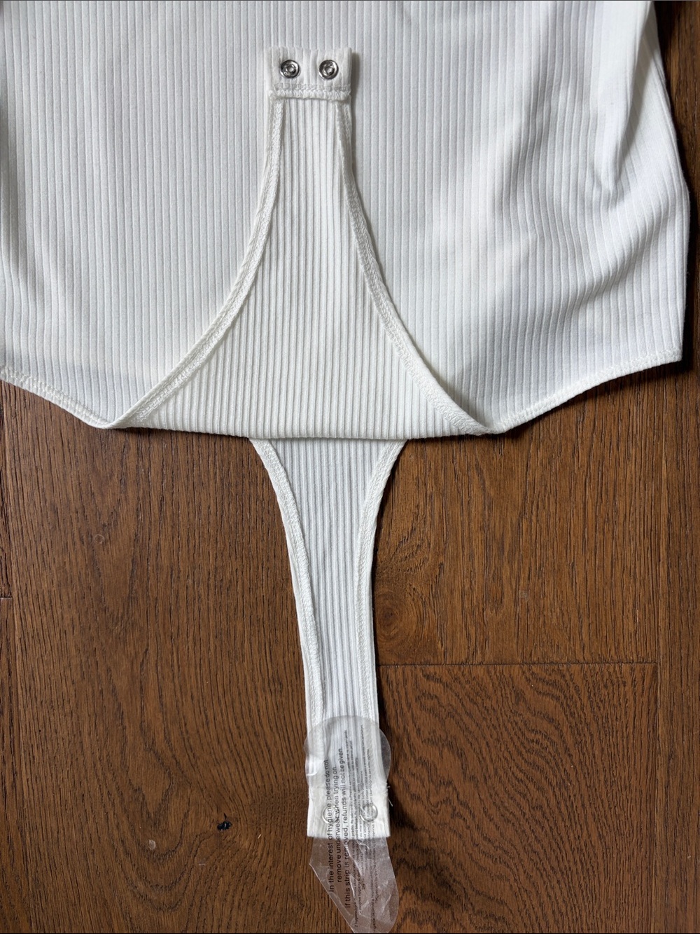 NWT White Ribbed Ruffle-Strap Bodysuit - Picture 5 of 5
